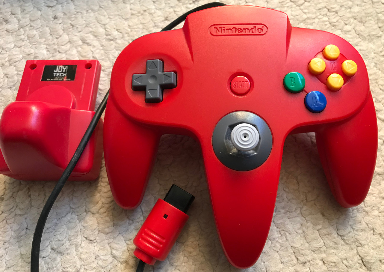 Nintendo 64 - Official Red Controller with JoyTech Rumble Pack